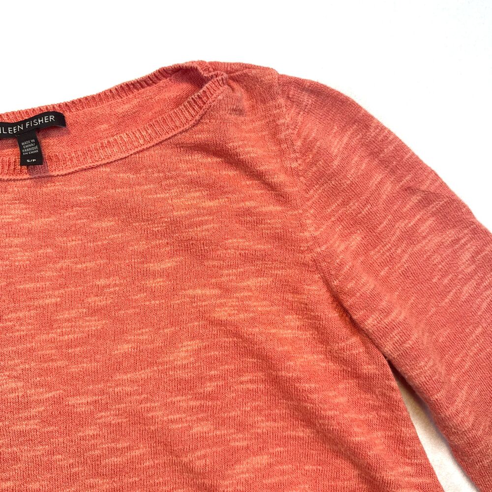 Eileen Fisher Organic Linen Cotton Pink Orange Lightweight Sweater S Guava - Picture 5 of 11